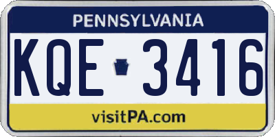 PA license plate KQE3416