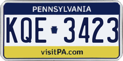 PA license plate KQE3423