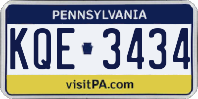 PA license plate KQE3434