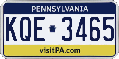 PA license plate KQE3465