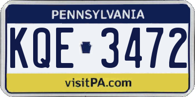 PA license plate KQE3472