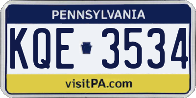 PA license plate KQE3534