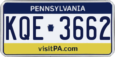 PA license plate KQE3662