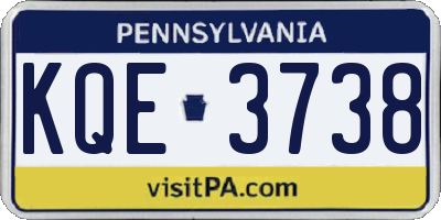 PA license plate KQE3738