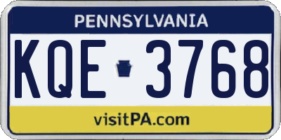 PA license plate KQE3768