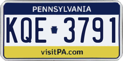 PA license plate KQE3791
