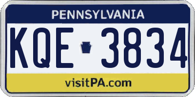 PA license plate KQE3834