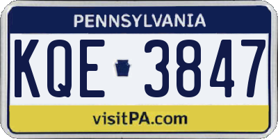 PA license plate KQE3847