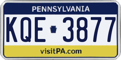 PA license plate KQE3877