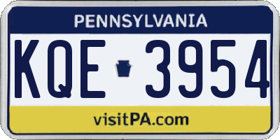 PA license plate KQE3954
