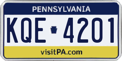 PA license plate KQE4201