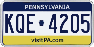 PA license plate KQE4205