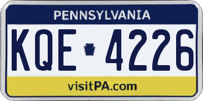 PA license plate KQE4226