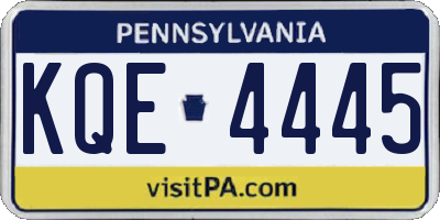 PA license plate KQE4445