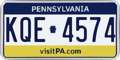 PA license plate KQE4574