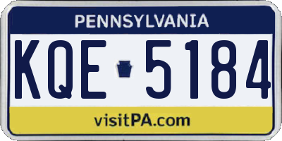 PA license plate KQE5184