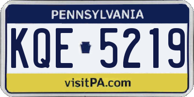 PA license plate KQE5219