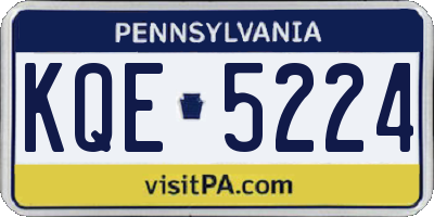 PA license plate KQE5224