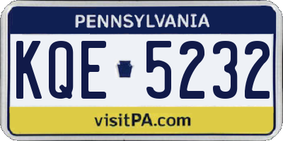 PA license plate KQE5232