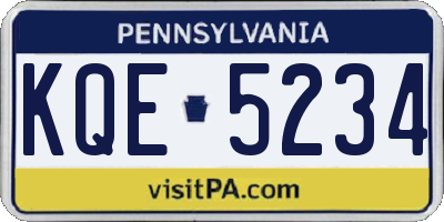 PA license plate KQE5234