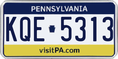 PA license plate KQE5313