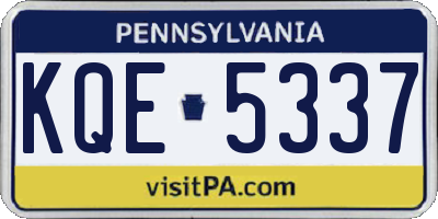 PA license plate KQE5337