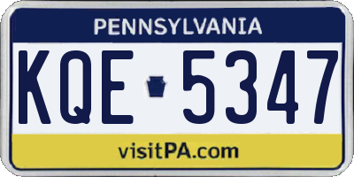 PA license plate KQE5347