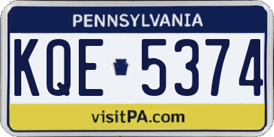 PA license plate KQE5374