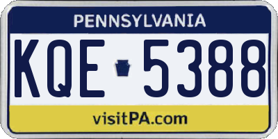 PA license plate KQE5388
