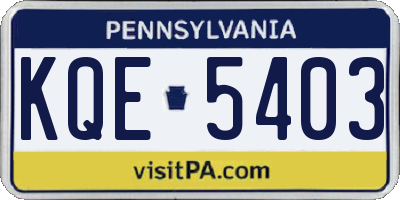 PA license plate KQE5403