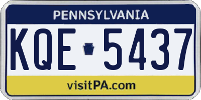 PA license plate KQE5437