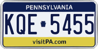 PA license plate KQE5455