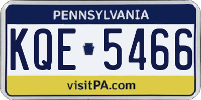 PA license plate KQE5466