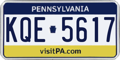 PA license plate KQE5617