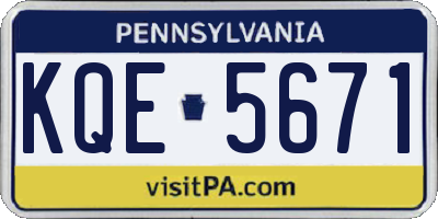 PA license plate KQE5671