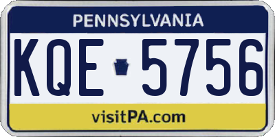 PA license plate KQE5756
