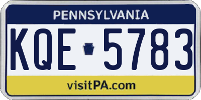 PA license plate KQE5783