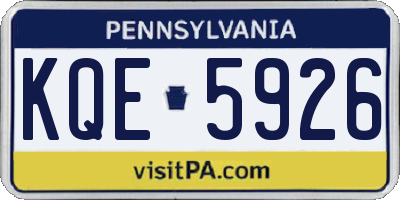 PA license plate KQE5926