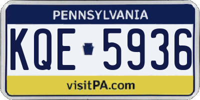 PA license plate KQE5936