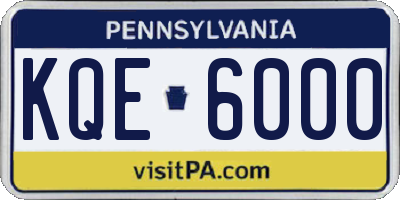 PA license plate KQE6000