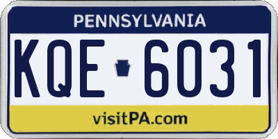 PA license plate KQE6031