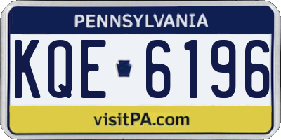 PA license plate KQE6196