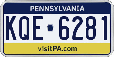PA license plate KQE6281