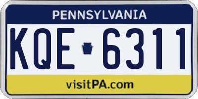 PA license plate KQE6311