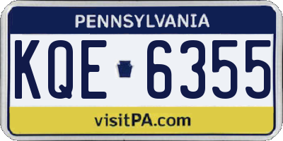 PA license plate KQE6355