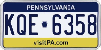 PA license plate KQE6358