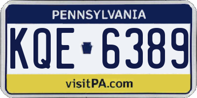 PA license plate KQE6389