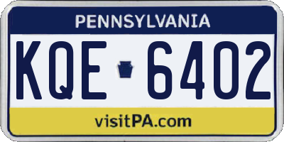 PA license plate KQE6402