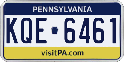 PA license plate KQE6461