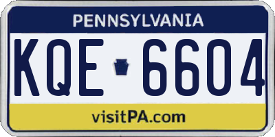 PA license plate KQE6604